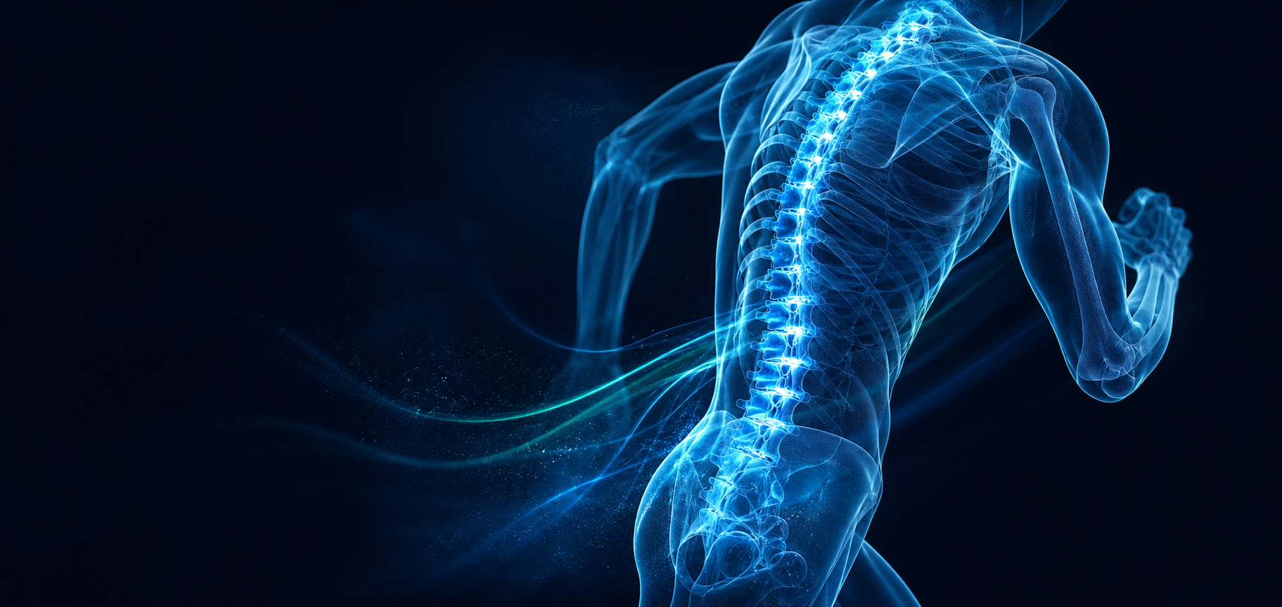 Runner with illuminated spinal anatomy